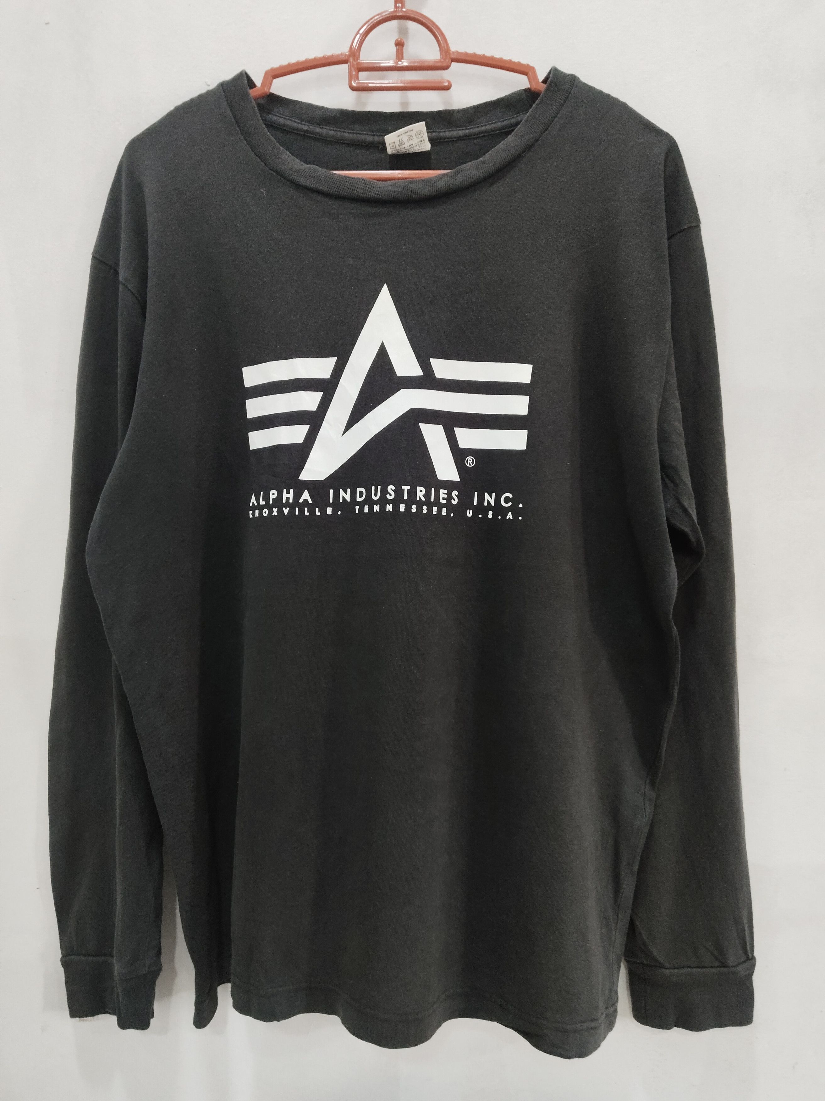 Alpha Industries × Vintage Vintage Alpha Industries Big Logo Long Sleeve Tshirt Size US L / EU 52-54 / 3 - 1 Thumbnail