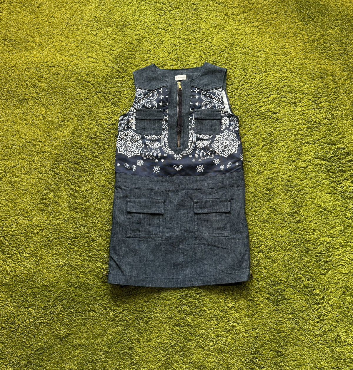 Designer × Moncler × Moncler Grenoble Moncler bandana pattern denim dress abito senza maniche Size M / US 6-8 / IT 42-44 - 6 Thumbnail