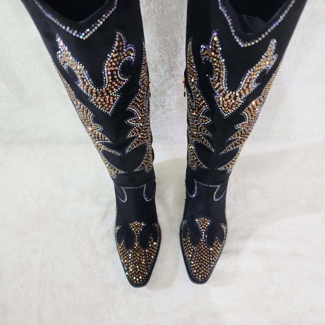 Other Sparks Country Western Cowgirl Knee Boots Dazzleing Iridesce Size US 9 / IT 39 - 4 Thumbnail