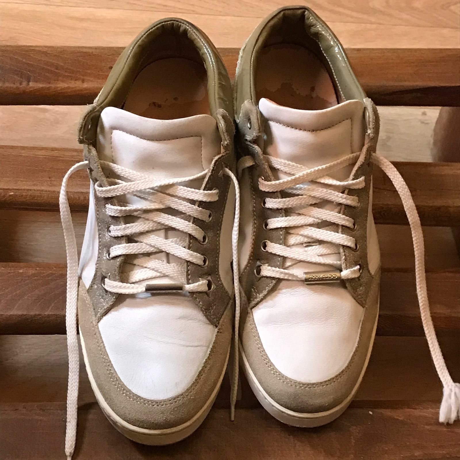 Jimmy Choo JIMMY CHOO Miami Sneaker SHOES WOMENS WHITE GREEN Leather Size US 7.5 / IT 37.5 - 3 Thumbnail