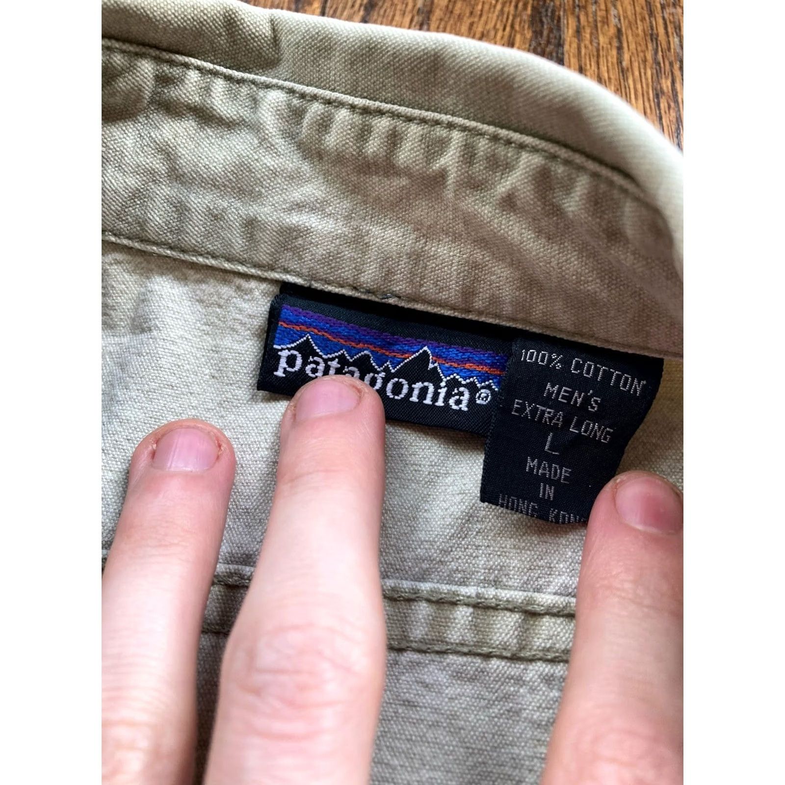 Patagonia VINTAGE Patagonia Canvas Work Shirt Mens LT Beige 90s Button-Up Long Sleeve Big & Tall Size US L / EU 52-54 / 3 - 5 Thumbnail