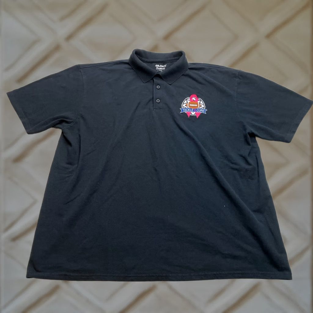 Gildan Gildan Dry Blend Polo Shirt Mens 2XL Black Tackle a Cure Golf Logo Size US XXL / EU 58 / 5 - 1 Thumbnail