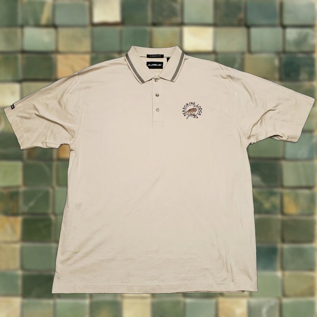 Peregrine Peregrine Fishing Lodge shirt Mens L Khaki Polo Short Sleeve Vintage 90s Outdoor Casual Beiges Beige Solid Cotton Knit Size US L / EU 52-54 / 3 - 1 Thumbnail