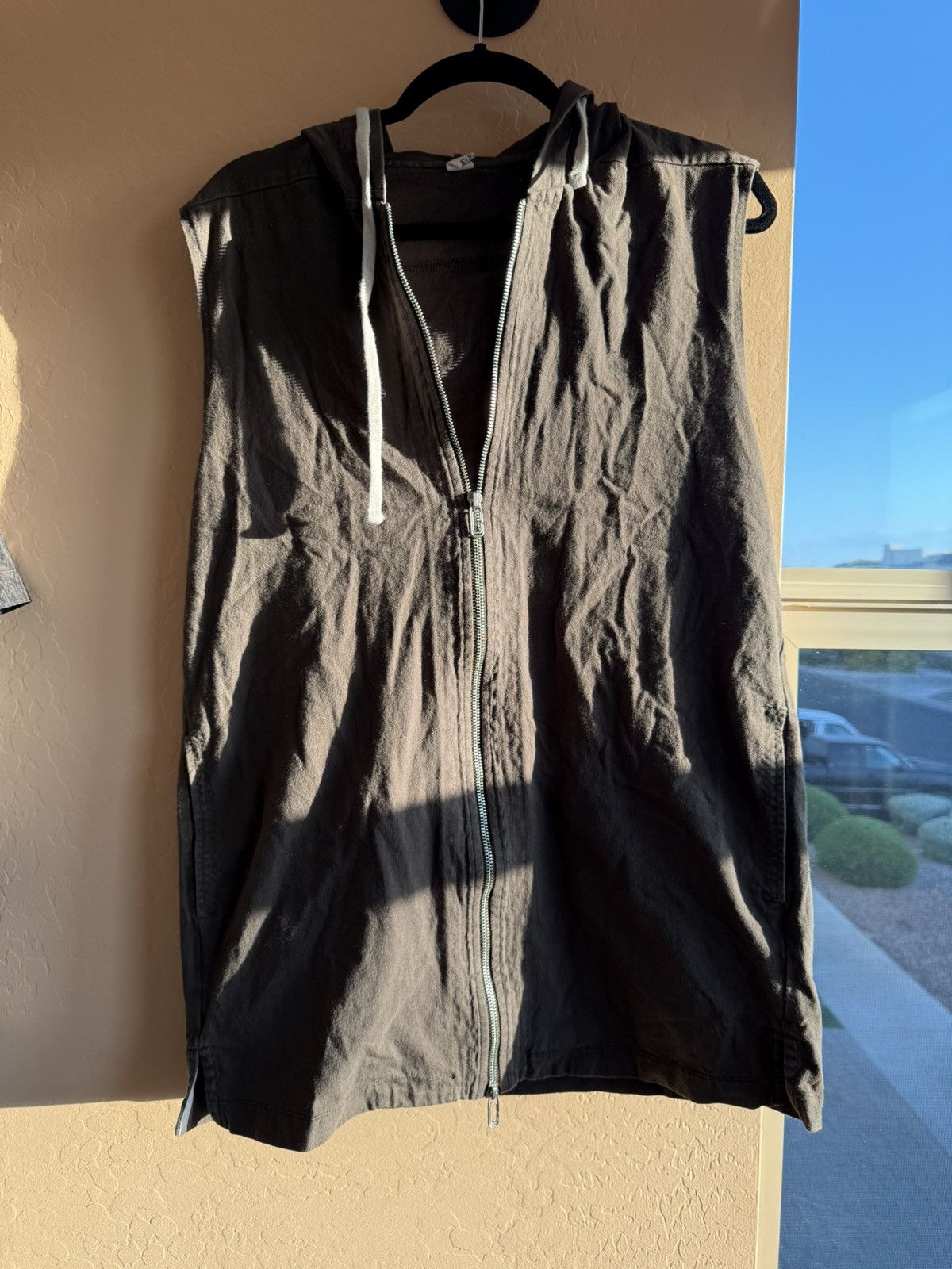 Vintage Sleeveless Zip-Up Hoodie Vest - Charcoal Gray - Unisex Size US M / EU 48-50 / 2 - 1 Thumbnail