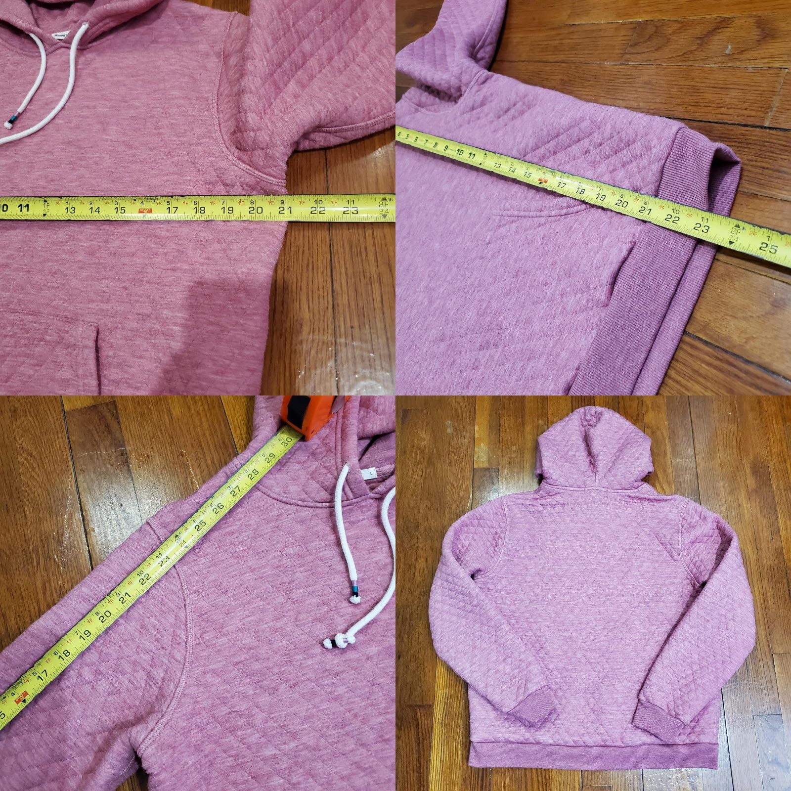 Marine Layer Marine Layer Hoodie Sweatshirt Womens L Pink Quilted Beaded Geometric Pocket Crew Neck Hooded Pullover Knit Size L / US 10 / IT 46 - 8 Thumbnail