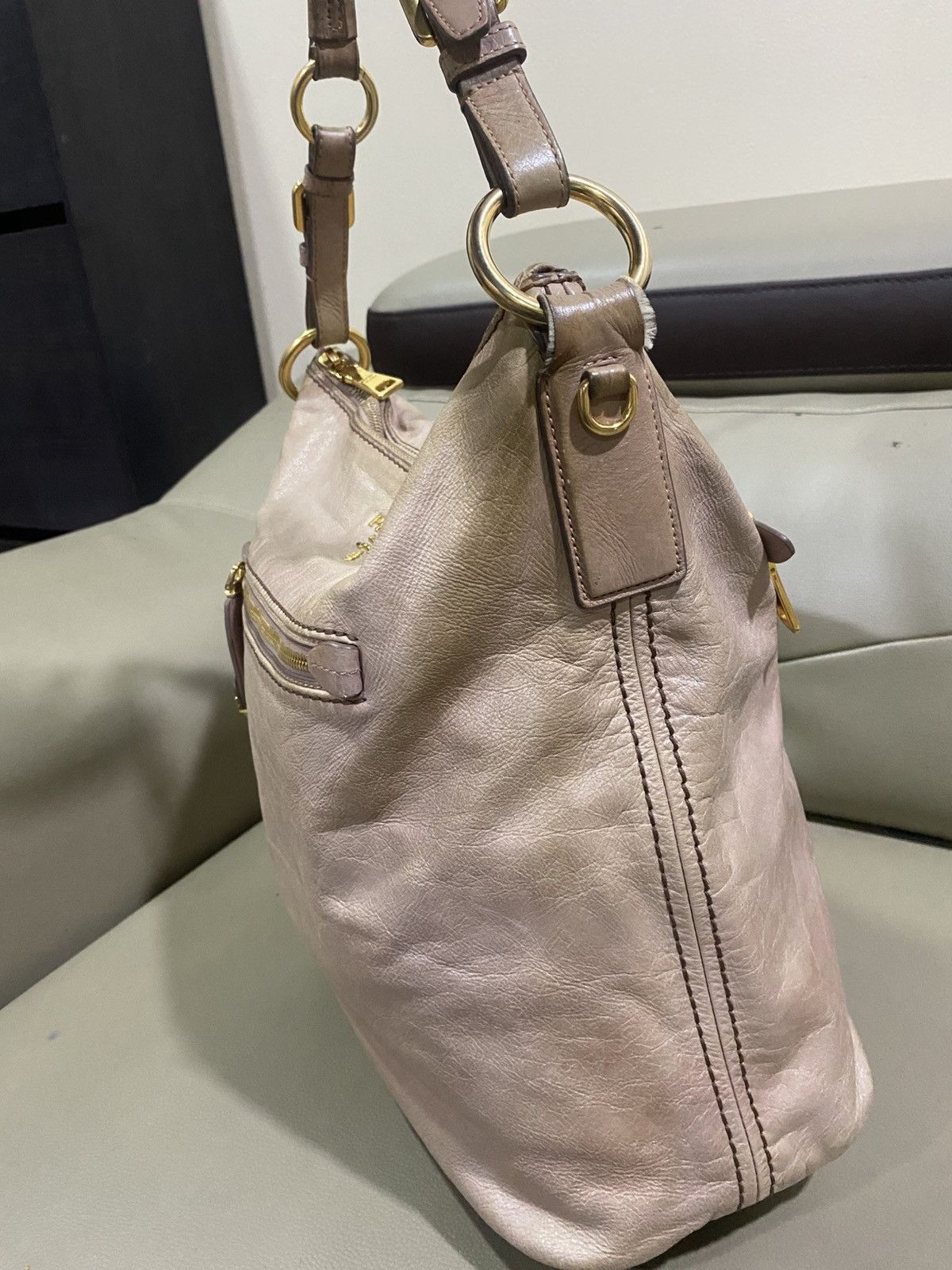 Prada Authentic Prada Saffiano Leather Shoulder Hobo Bag Size ONE SIZE - 4 Thumbnail