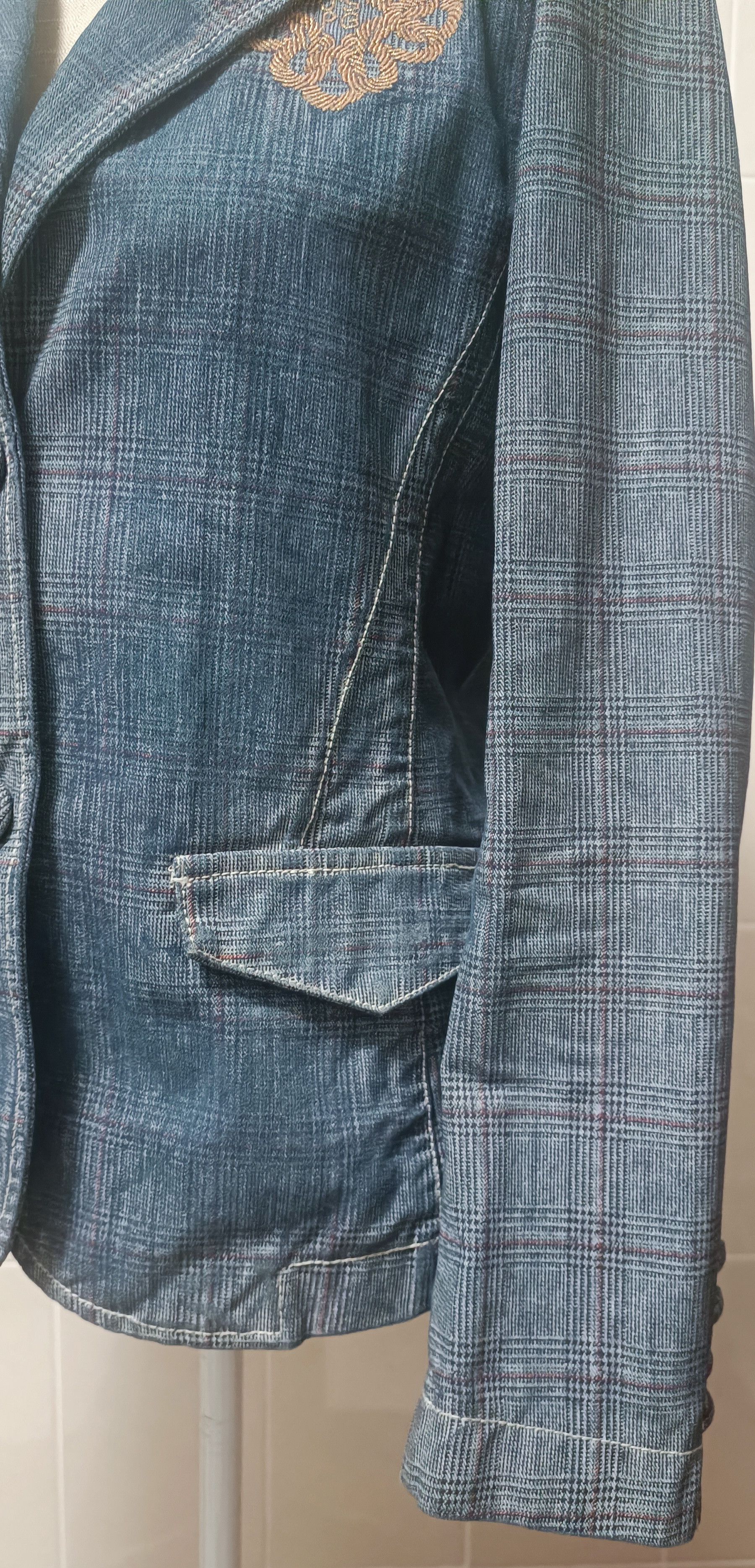 Jean Paul Gaultier Blue denim jacket with tartan print Size L / US 10 / IT 46 - 9 Thumbnail