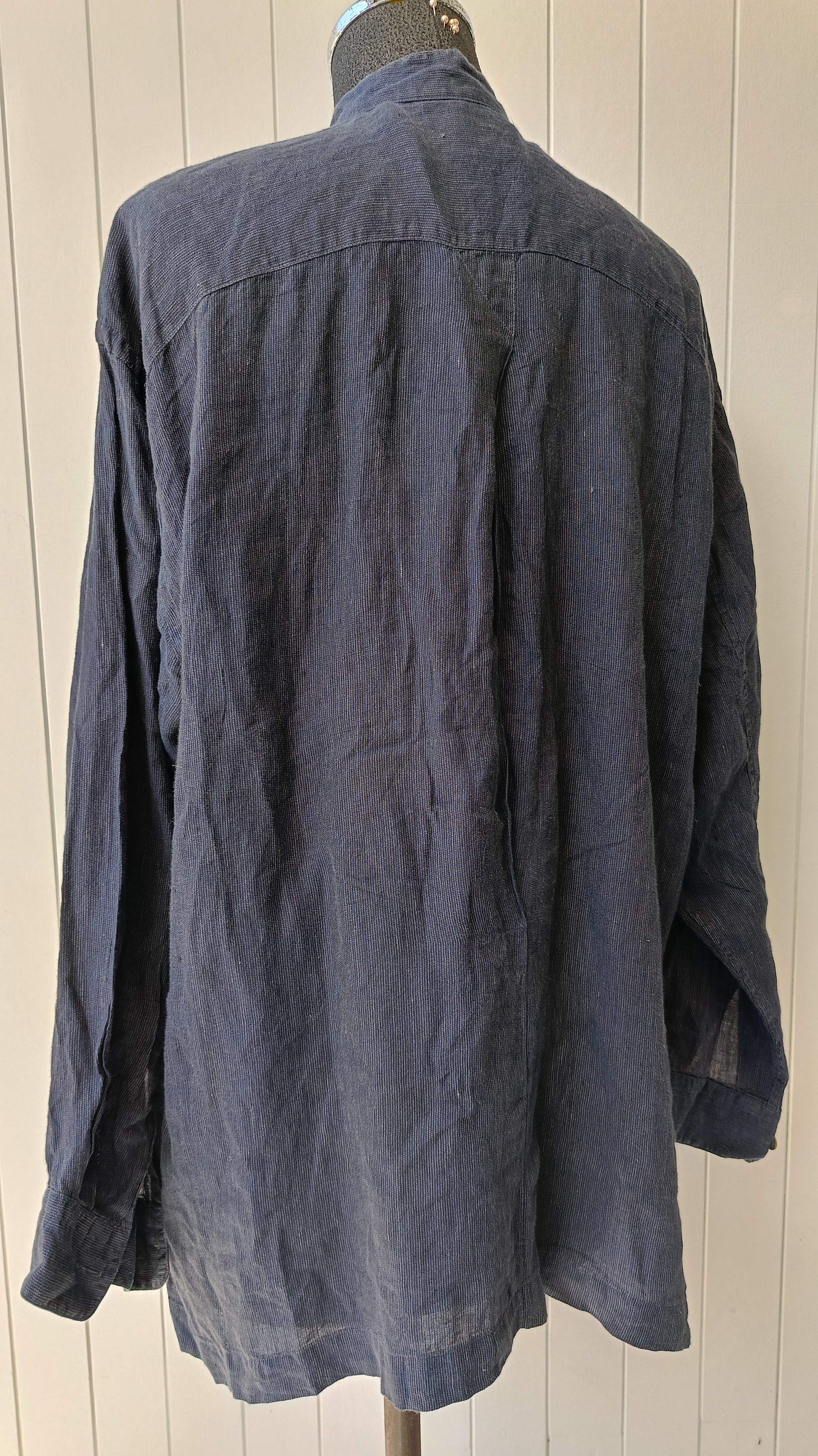 Issey Miyake Issey Miyake IM studio Japan mandarin navy blue linen shirt Size US M / EU 48-50 / 2 - 6 Thumbnail