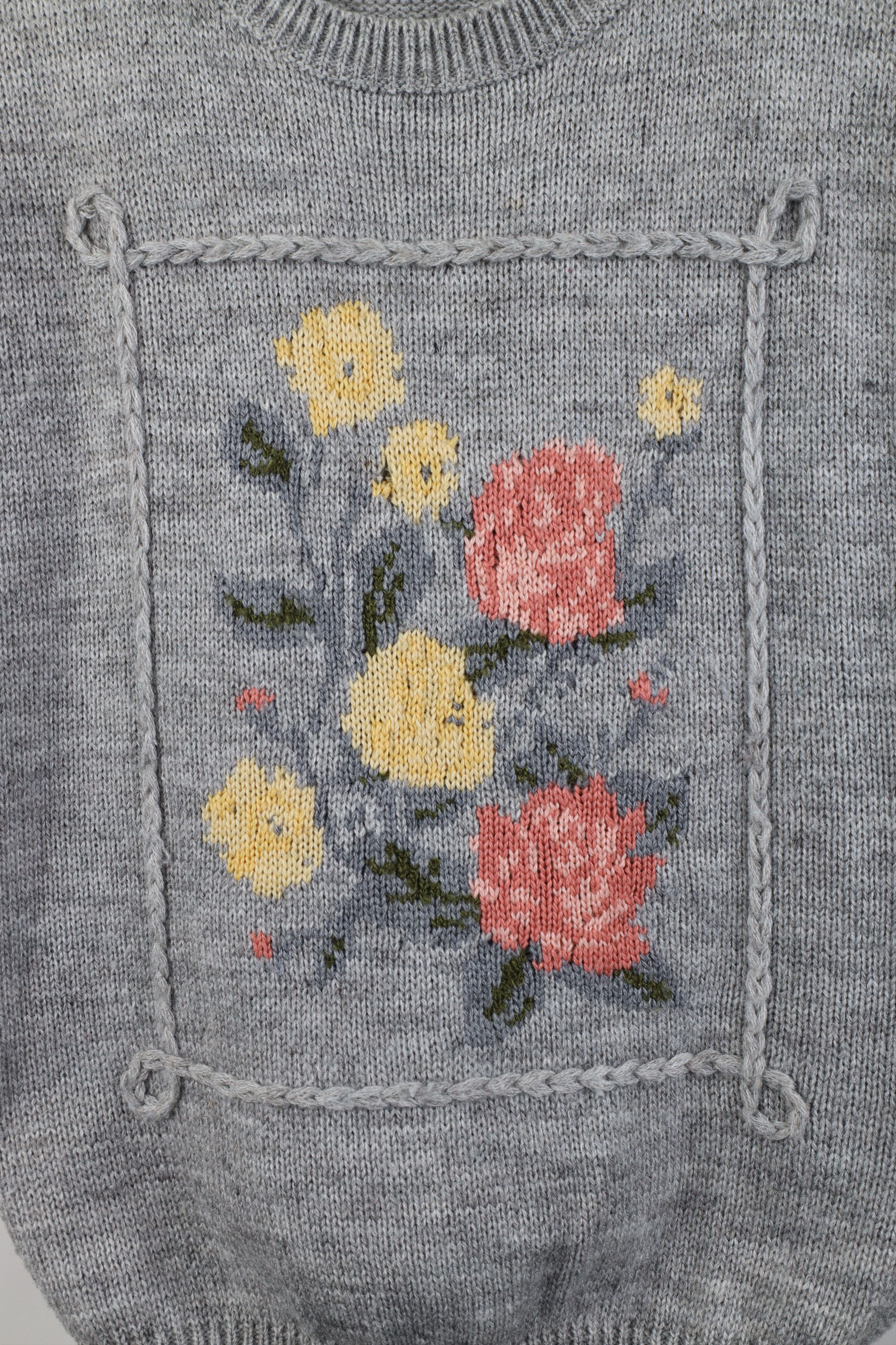 Vintage Vintage 70s Streetwear Wool Blend Knit Flower Sweater Vest Size L / US 10 / IT 46 - 4 Thumbnail