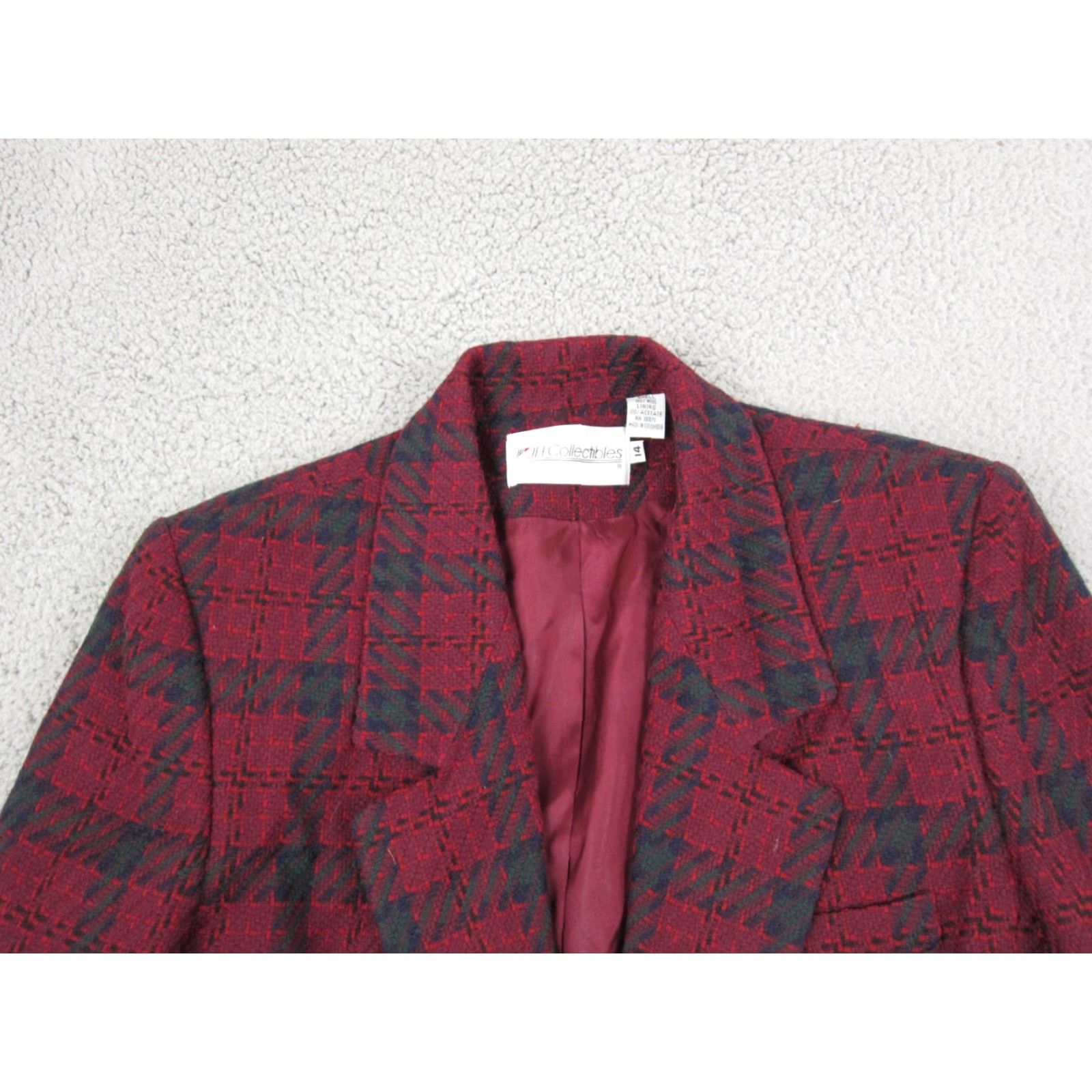 Vintage VINTAGE JH Collectibles Jacket Womens Size 14 Red 100% Wool Houndstooth Blazer Long Sleeve Casual Fall Winter Pockets 80s 90s Womens Jacket Size XL / US 12-14 / IT 48-50 - 2 Thumbnail