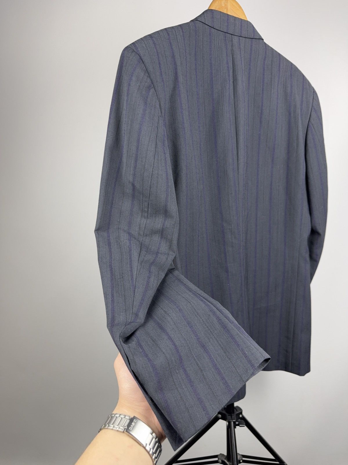 Hugo Boss 00s Hugo Boss Wool Blazer Pinstripe Grey Jacket Classic Fit Size 42R - 14 Thumbnail