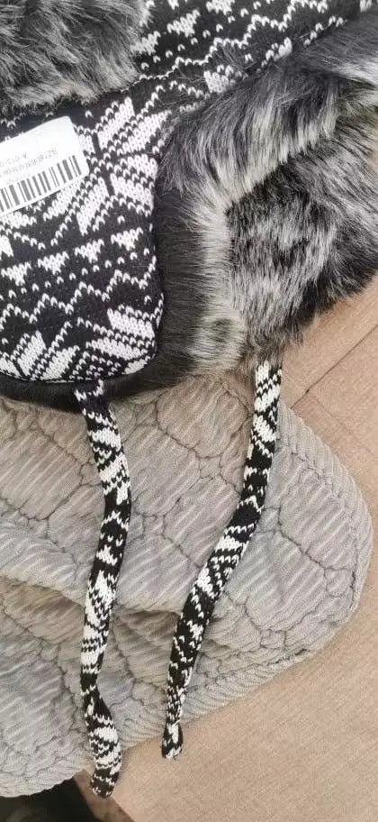 Other Fur Hat Ushanka Black White Bomber Hat Size ONE SIZE - 3 Thumbnail