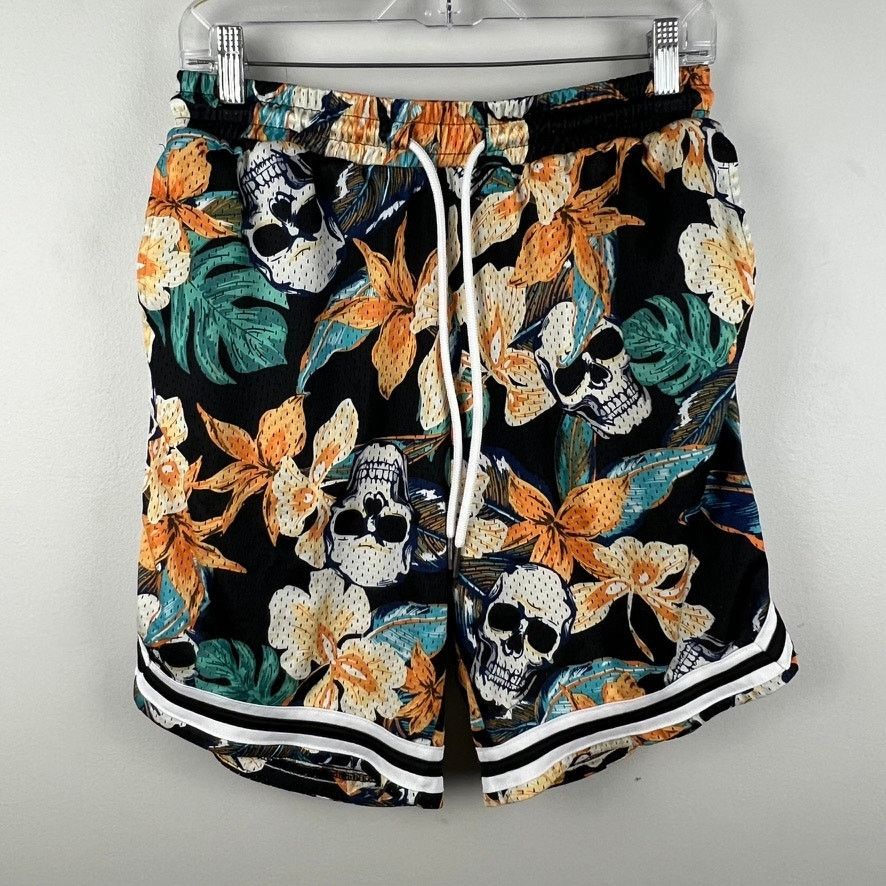 Other No Boundaries Skulls & Flowers Mesh Printed Jersey Shorts Size US 34 / EU 50 - 3 Thumbnail
