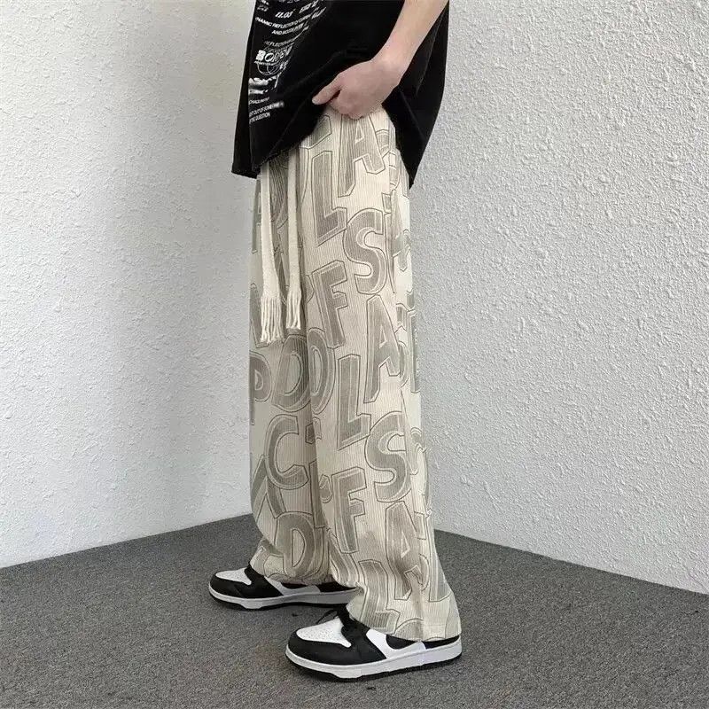 Japanese Brand × Vintage Punk rock Abstract Alphabet Print Drawstring Wide Leg Pants Size US 31 - 1 Thumbnail