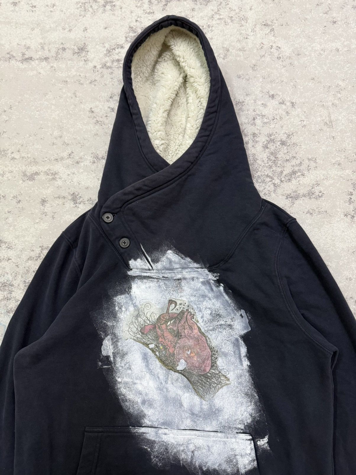 Divided Divided sherpa lined button up cowl neck graphic print hodie Size US M / EU 48-50 / 2 - 6 Thumbnail