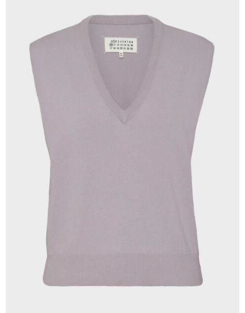 Maison Margiela o1w1db10526 Wool V-neck Gilet in Lilac Size S / US 4 / IT 40 - 1 Thumbnail