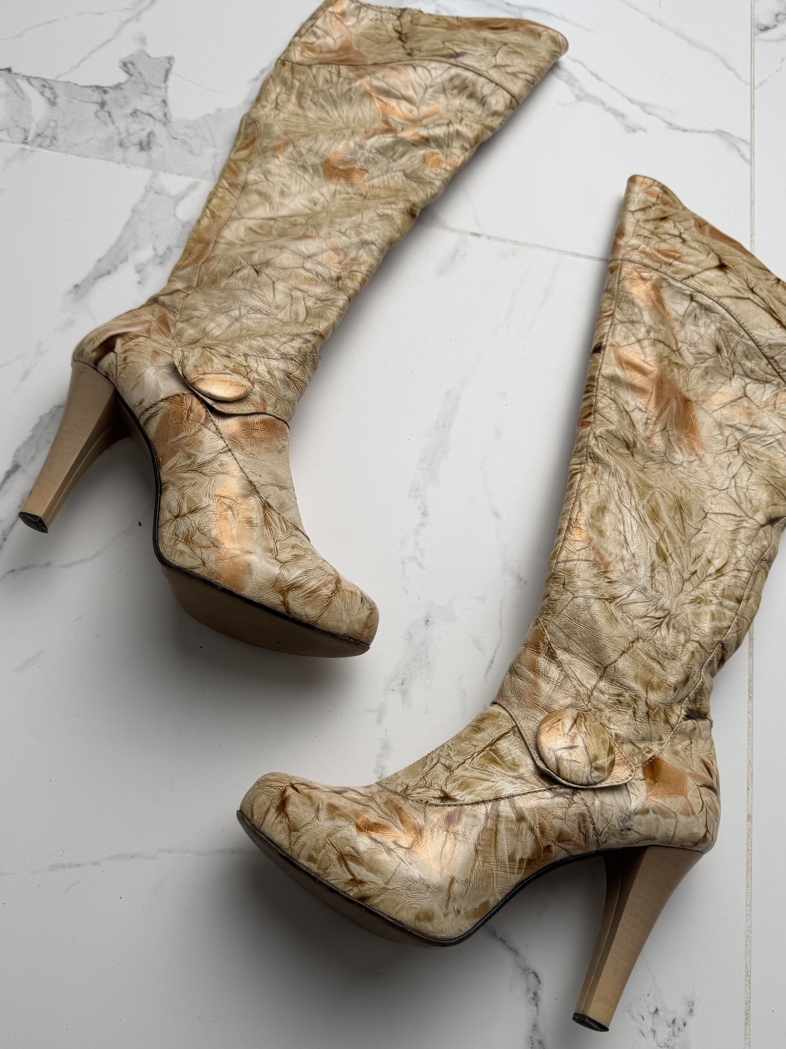 Other Vintage Knee High Boots High Heel Platform Statement Boots Size US 8 / IT 38 - 2 Thumbnail