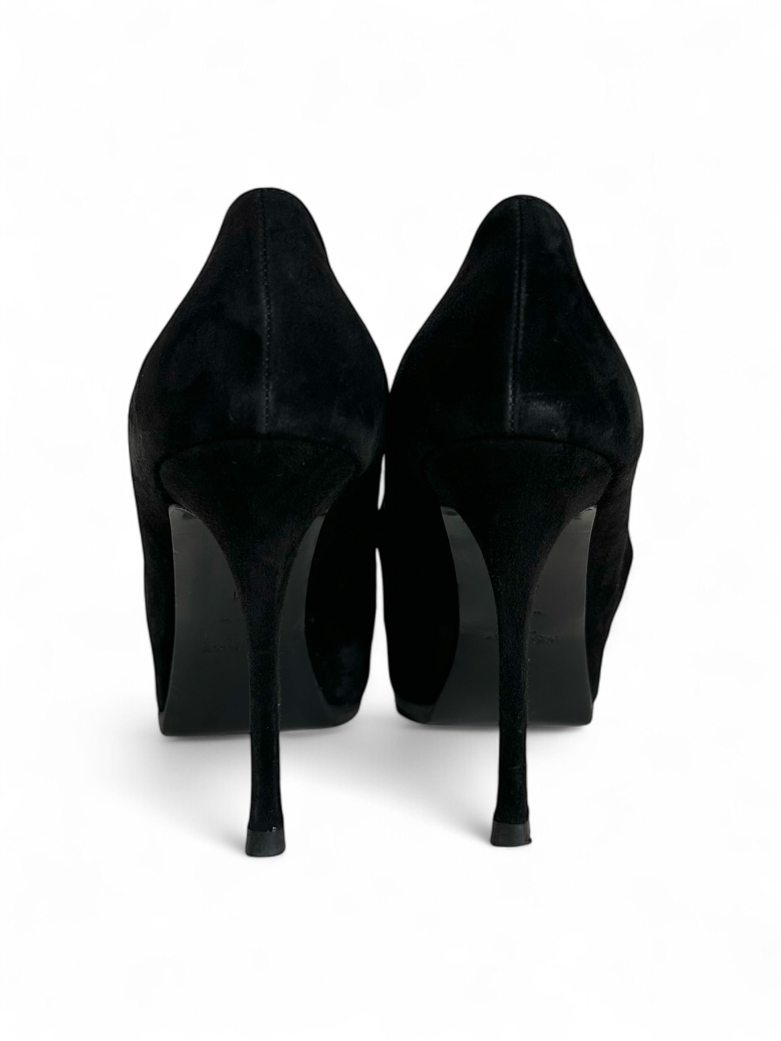 Yves Saint Laurent YSL Black Suede Tribtoo Tribute Platform Pumps Size US 11 / IT 41 - 9 Thumbnail