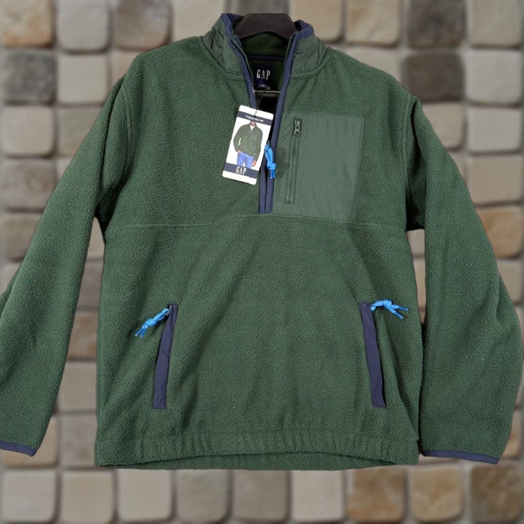 Gap Gap Sherpa Fleece Pullover Mens S Green Half-Zip Long Sleeve Stand-Up Neck NWT Vintage No Size US S / EU 44-46 / 1 - 1 Thumbnail