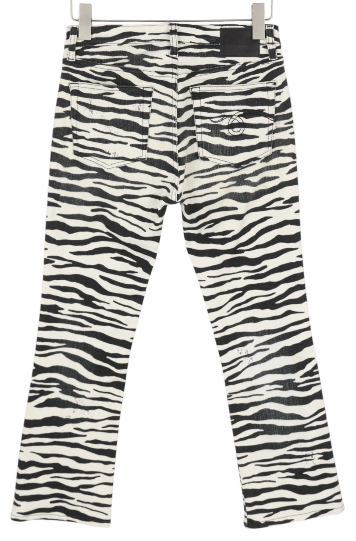 R13 KICK FIT 27 Zebra Print Ankle Cropped Flared Jeans 85835 Size 27" / US 4 / IT 40 - 4 Thumbnail