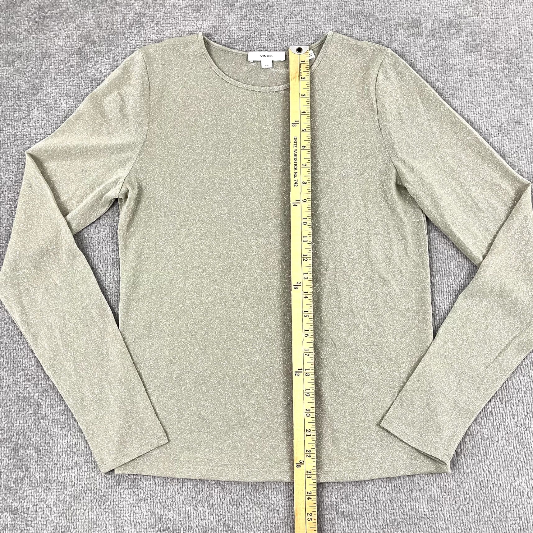 Vince VINCE Shirt Womens Large Shimmer Crew Neck Sheer Long Sleeve W/ Tank Top Set Size M / US 6-8 / IT 42-44 - 4 Thumbnail