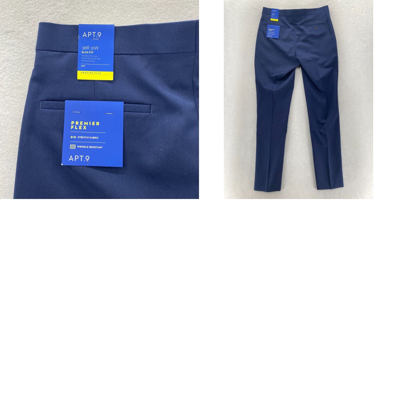 Apt. 9 Apt. 9 Premier Flex Dress Pants Mens 31x32 Slim Blue Striped Career Dress Pants Men Slim Fit Blue Striped Size US 31 - 9 Thumbnail