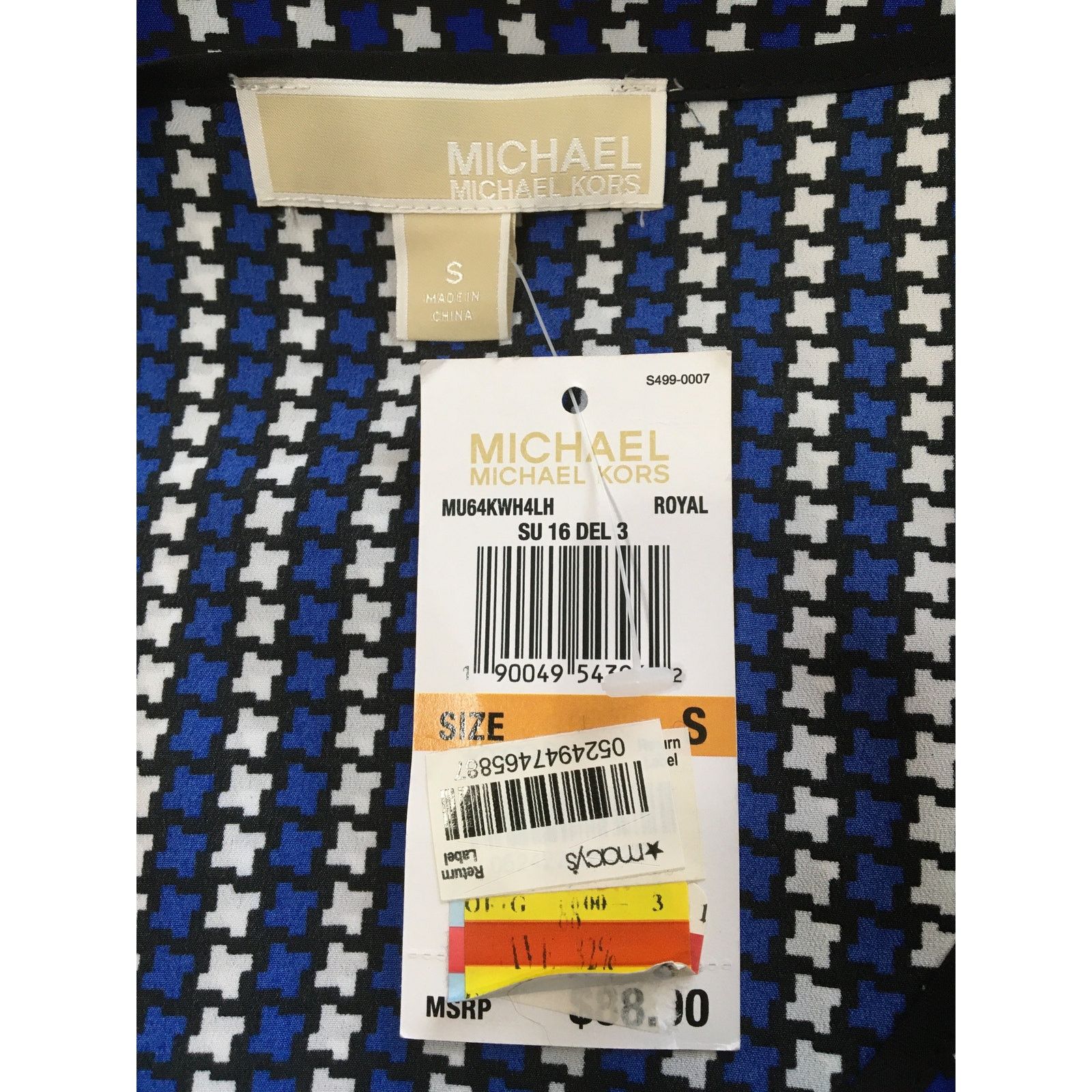 Michael Kors NWT Michael Kors Cap Sleeve Royal Blue, White & Black Blouse Size S / US 4 / IT 40 - 4 Thumbnail