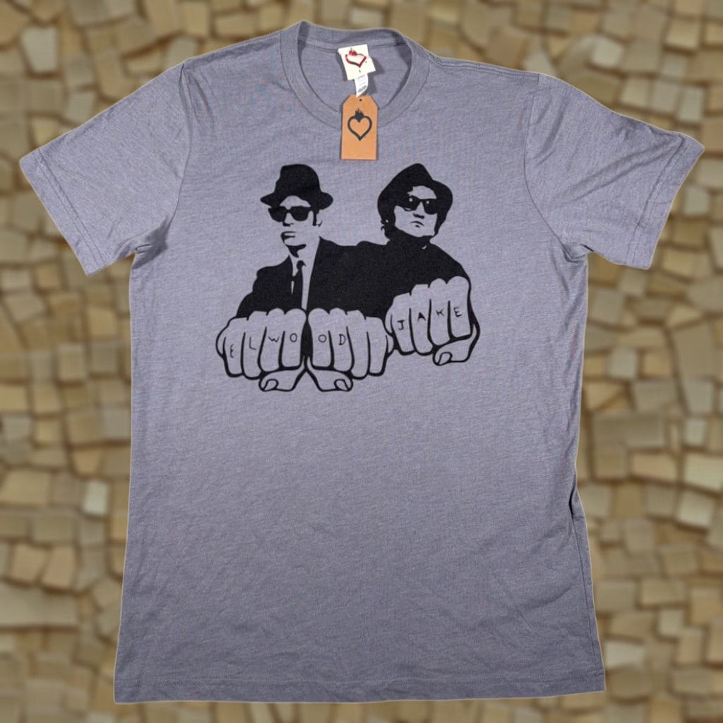 Elwood VINTAGE Blues Brothers Shirt Adult LARGE Gray House Blues Music Jake Elwood Belushi Slim Size US L / EU 52-54 / 3 - 1 Thumbnail