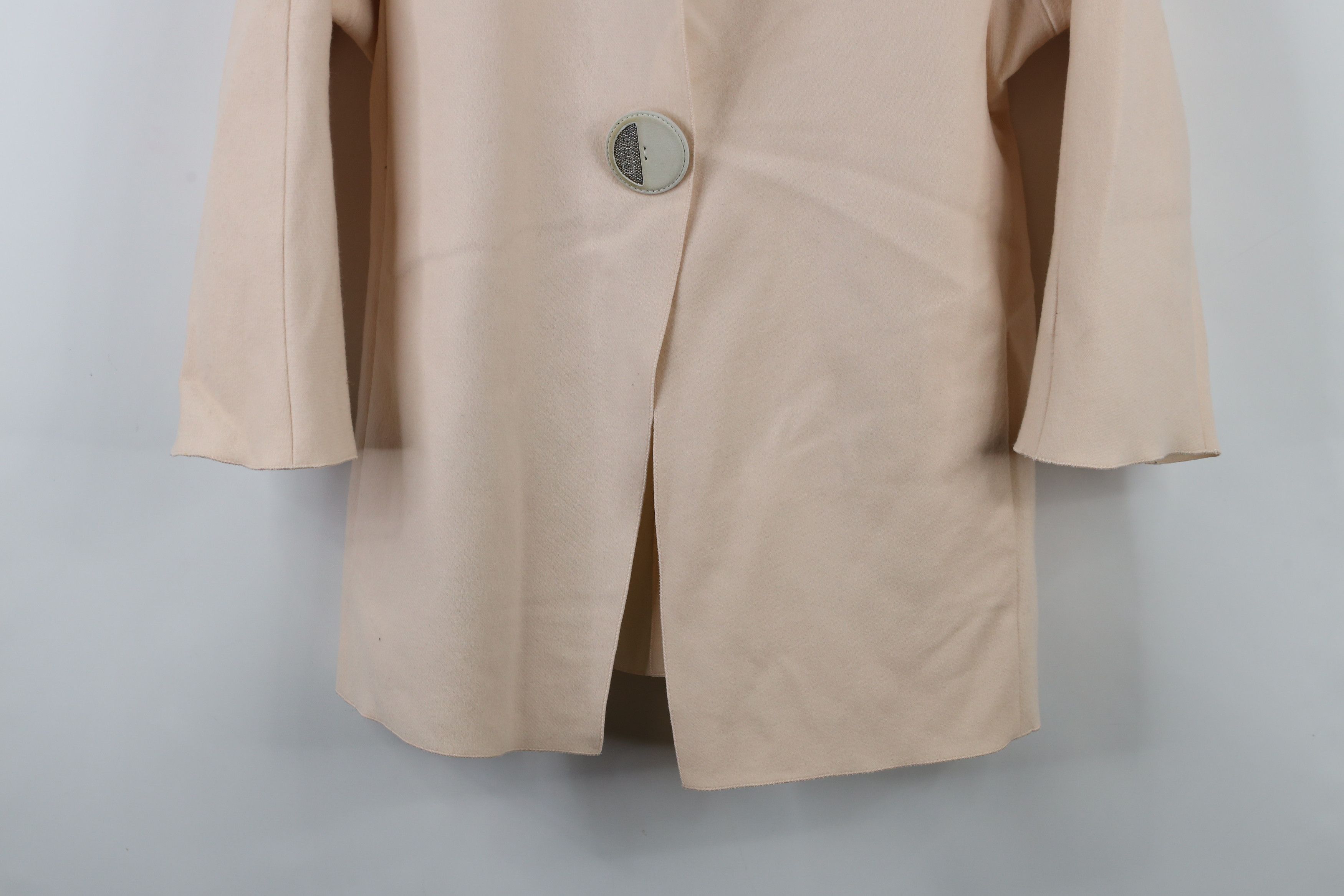Fabiana Filippi × Vintage Fabiana Felippi Wool Chamois Leather Trim Big Button Jacket Size S / US 4 / IT 40 - 3 Thumbnail