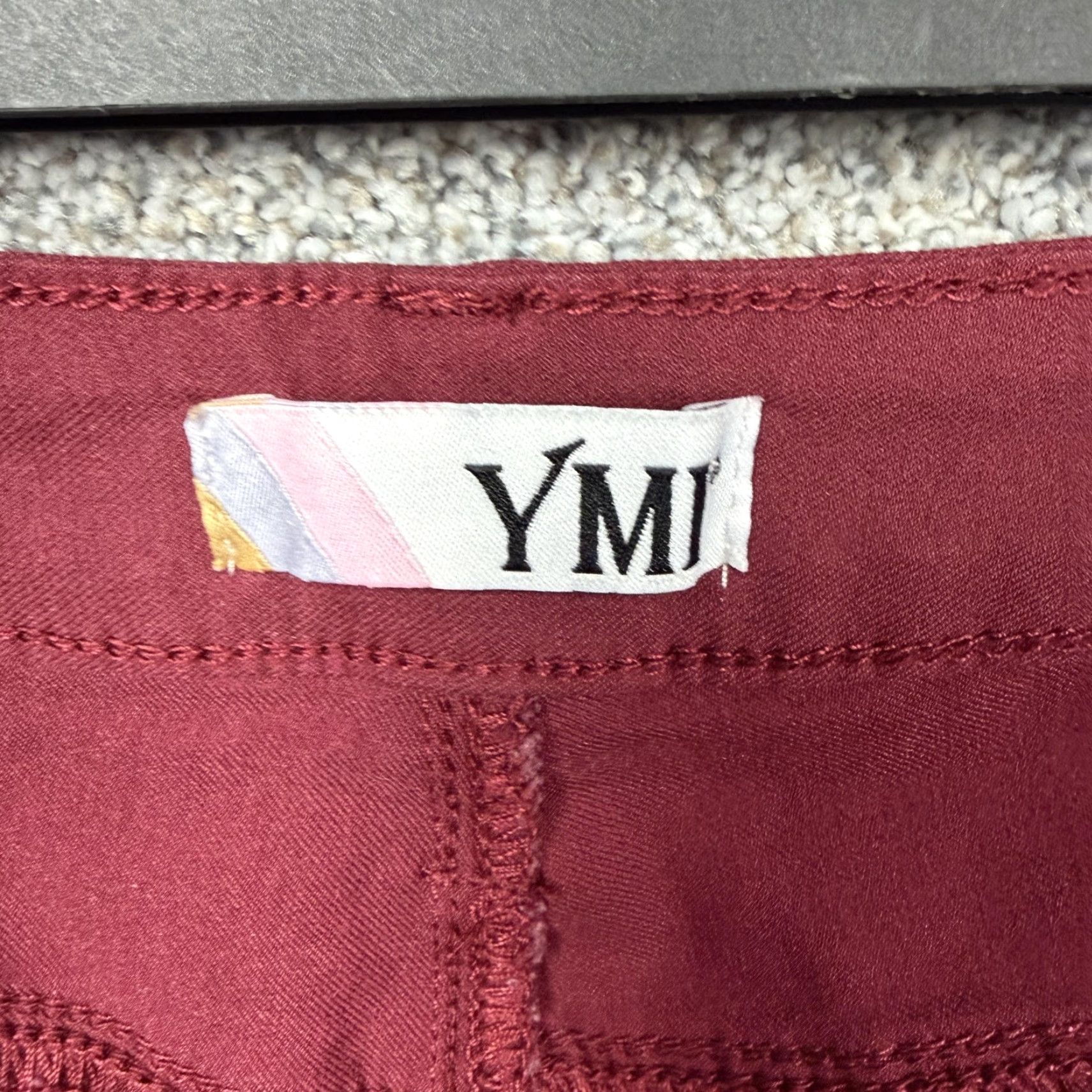 Vintage YMI Jegging Pants Womens L Burgundy Skinny Stretch Twill Pocketed Flat Front Zip Button Casual Preppy 30x26.5 Juniors Regular Rise 8.5-10.5 Size 36" / US 14 / IT 50 - 7 Thumbnail