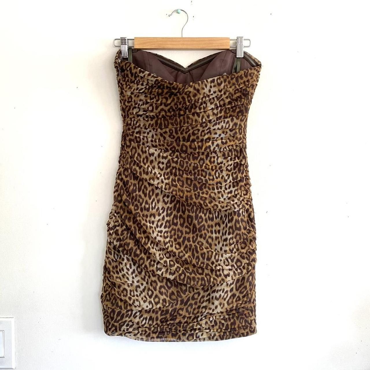 Bcbgmaxazria BCBGMAXAZRIA CHEETAH PRINT SIZE 4 STRAPLESS MINI DRESS Size S / US 4 / IT 40 - 3 Thumbnail