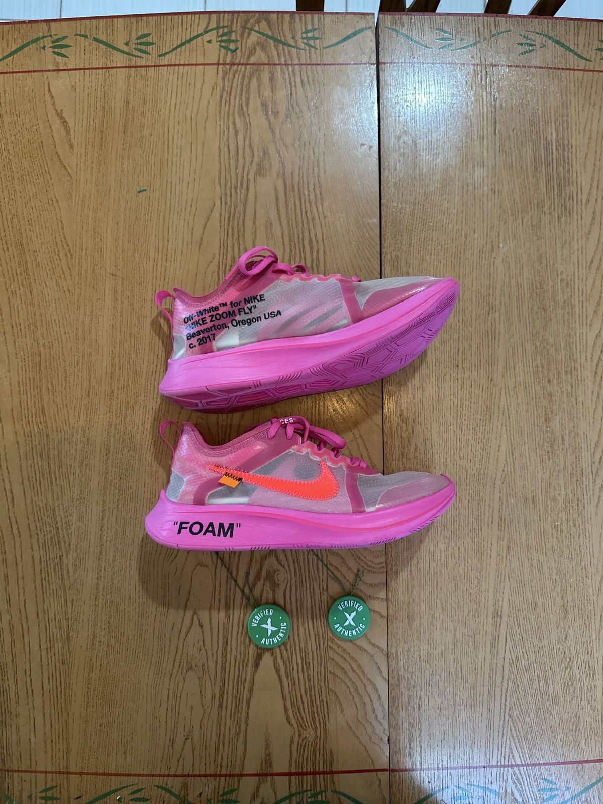 Nike × Off-White Off-White Nike Zoom Fly “tulip pink” Size US 6.5 / EU 39-40 - 1 Thumbnail