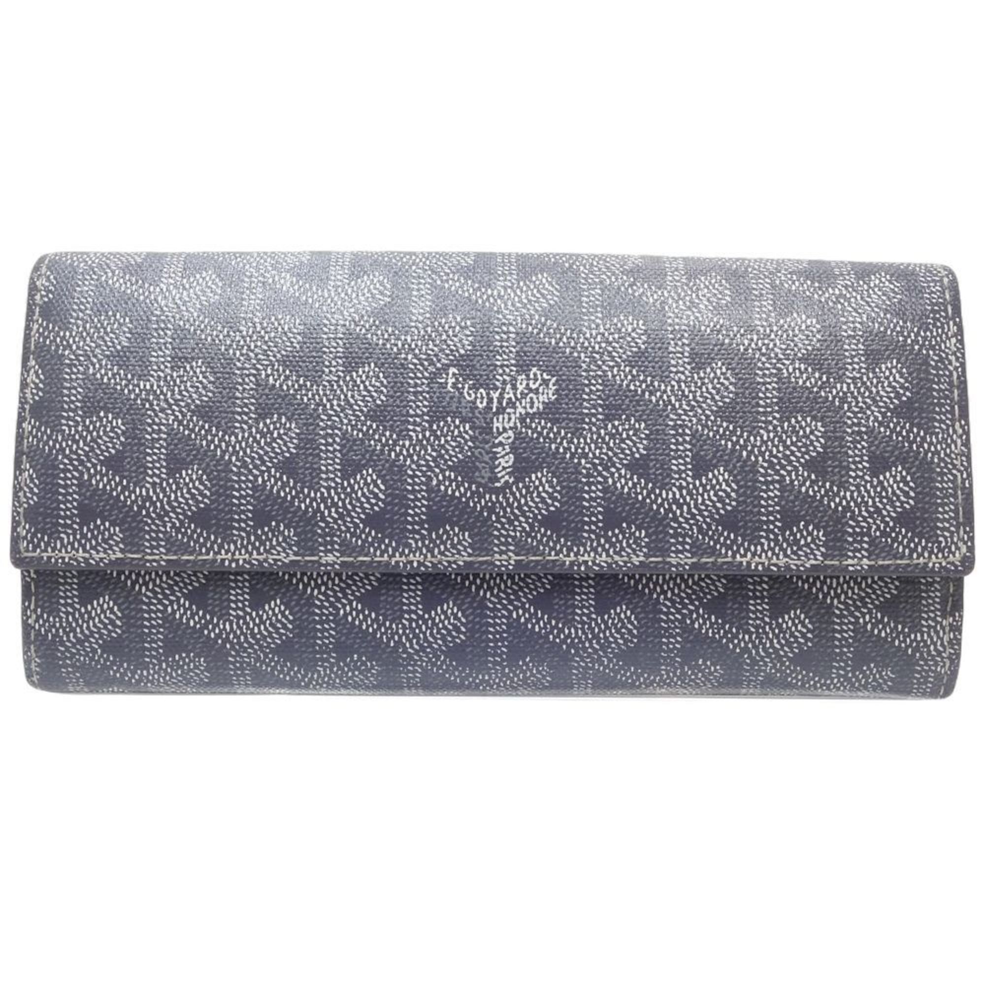image of Goyard Varenne Flap Wallet Long X Leather Gray 083922 in Grey, Women's