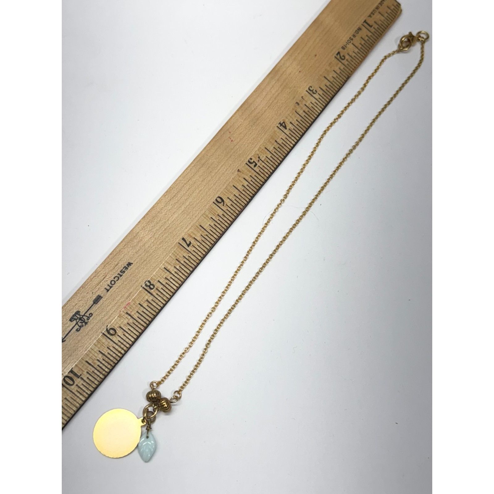 Vintage Vintage token of love blue glass leaf charm necklace Size ONE SIZE - 5 Thumbnail