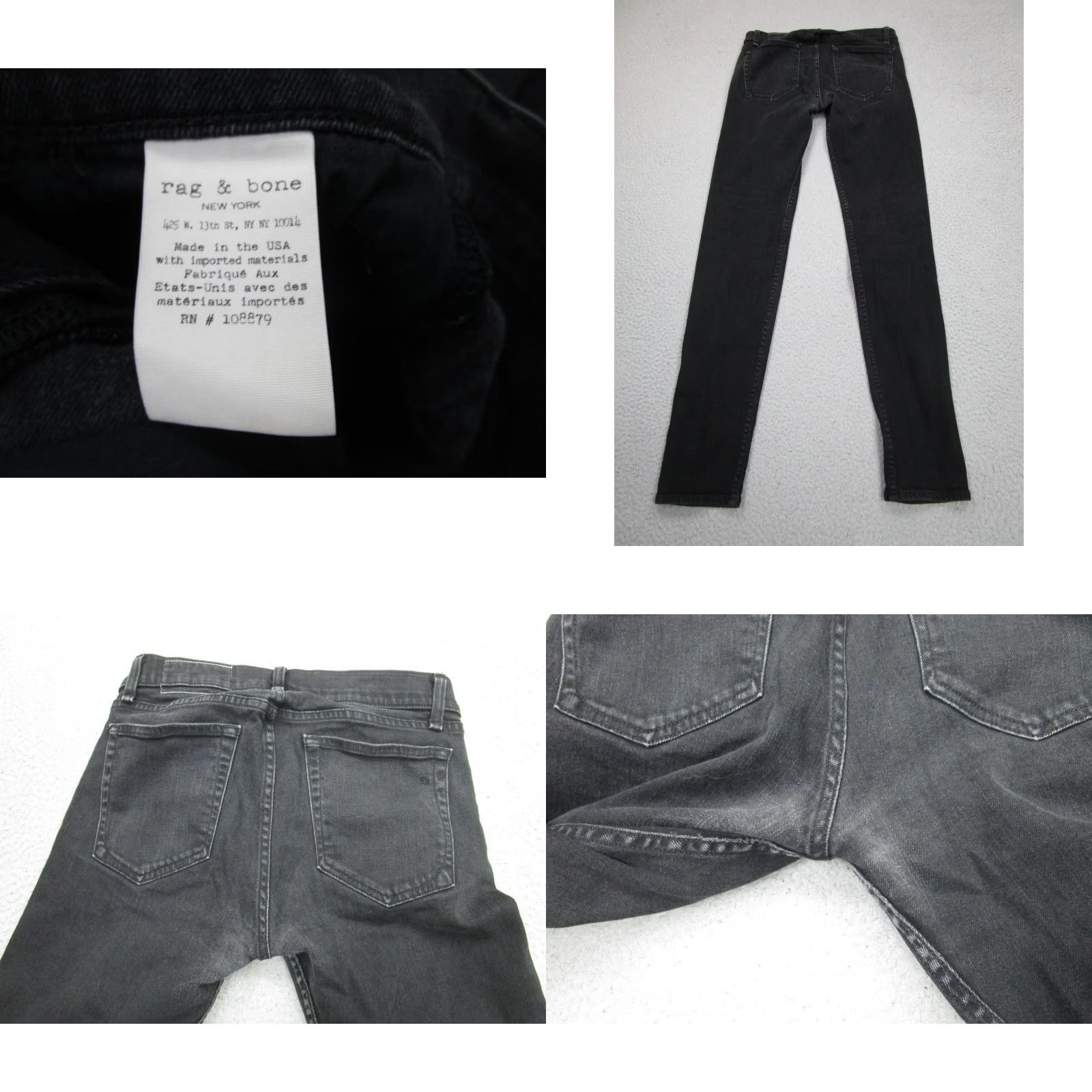 Rag & Bone rag & bone Jeans Mens 31 Black Skinny Extra Slim Denim 5-Pocket Zip Mid Rise USA Punk Slimming Stretch Boys? Size US 31 - 9 Thumbnail