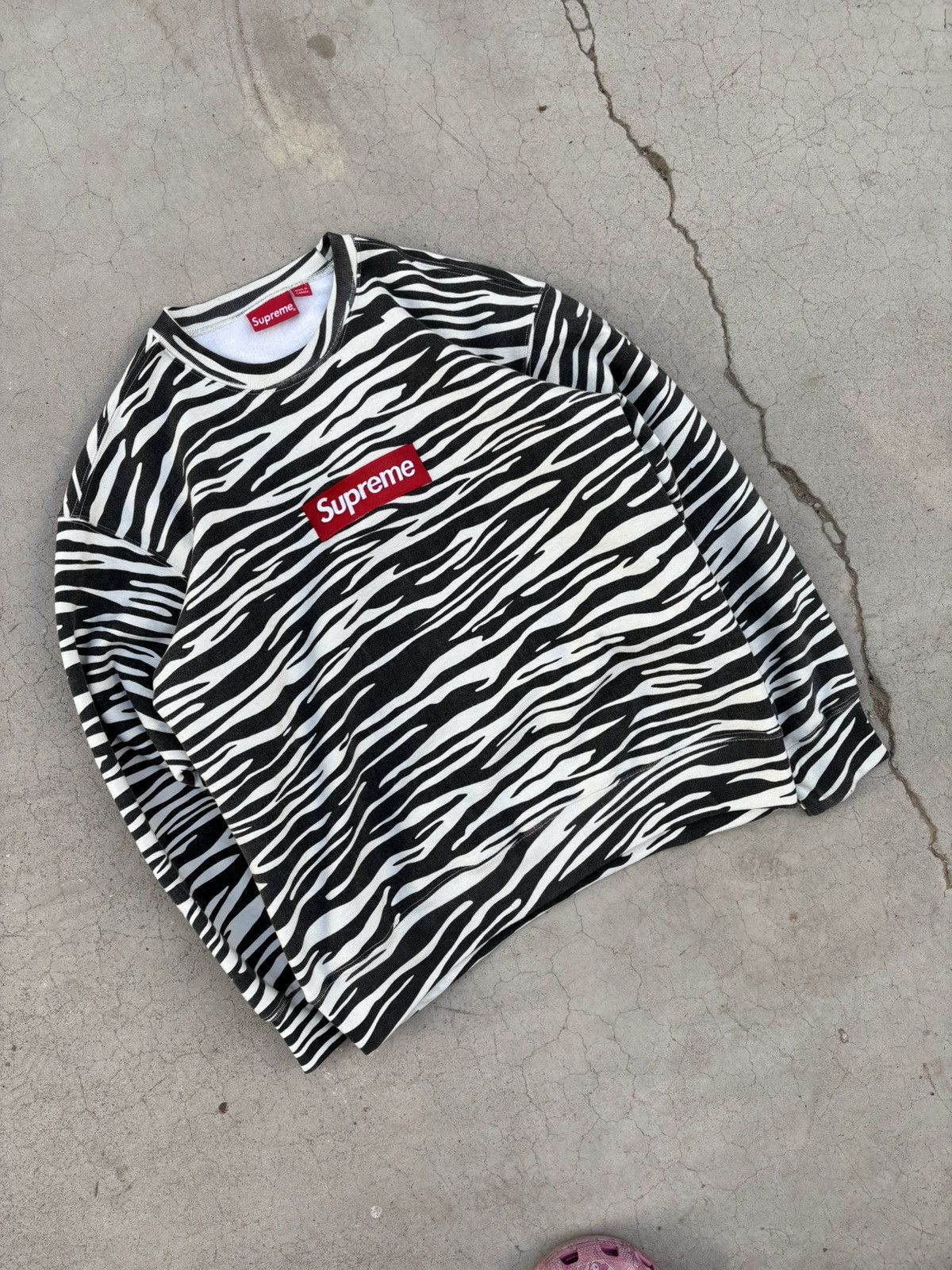 Supreme Box Logo Crewneck Zebra | Grailed