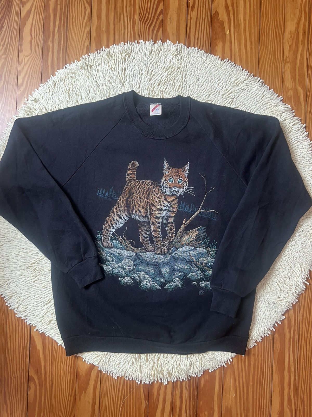 Jerzees Jerzees × 1990 Vintage Lynx Wildcat Breed Sweatshirt Size US XL / EU 56 / 4 - 1 Thumbnail