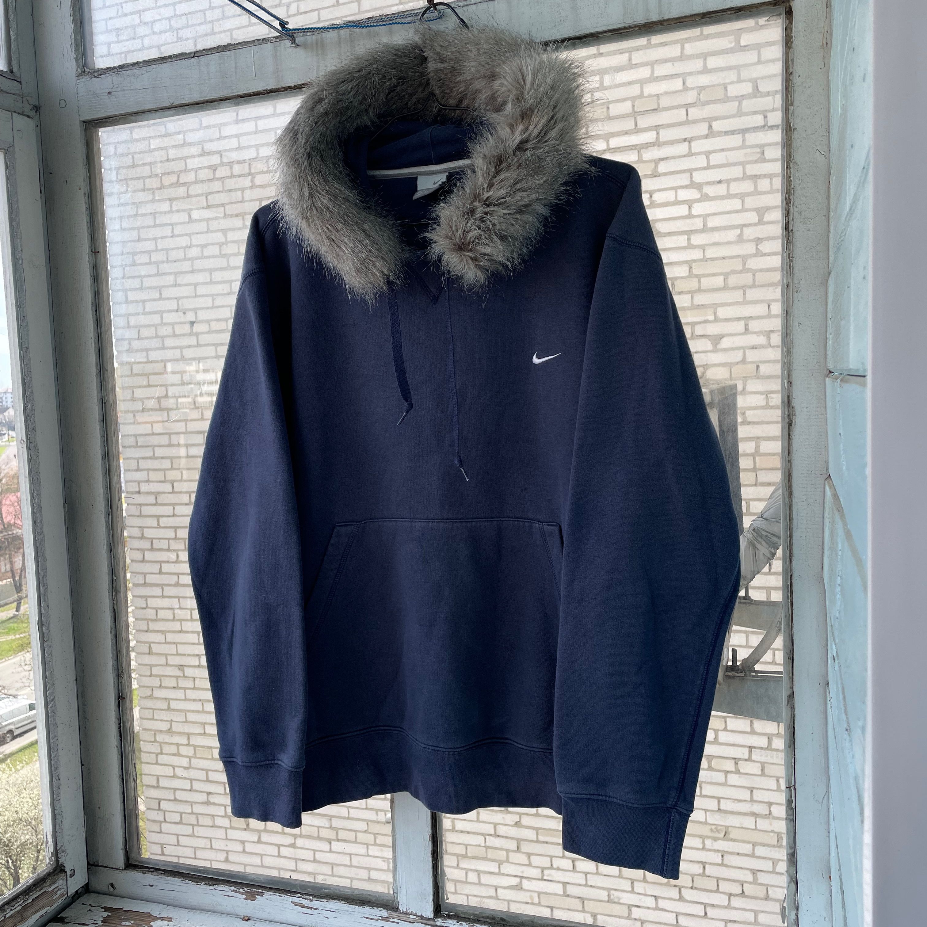 Nike × Vintage 00s Vintage Nike hoodie Custom Fur y2k opium grunge Size US L / EU 52-54 / 3 - 4 Thumbnail