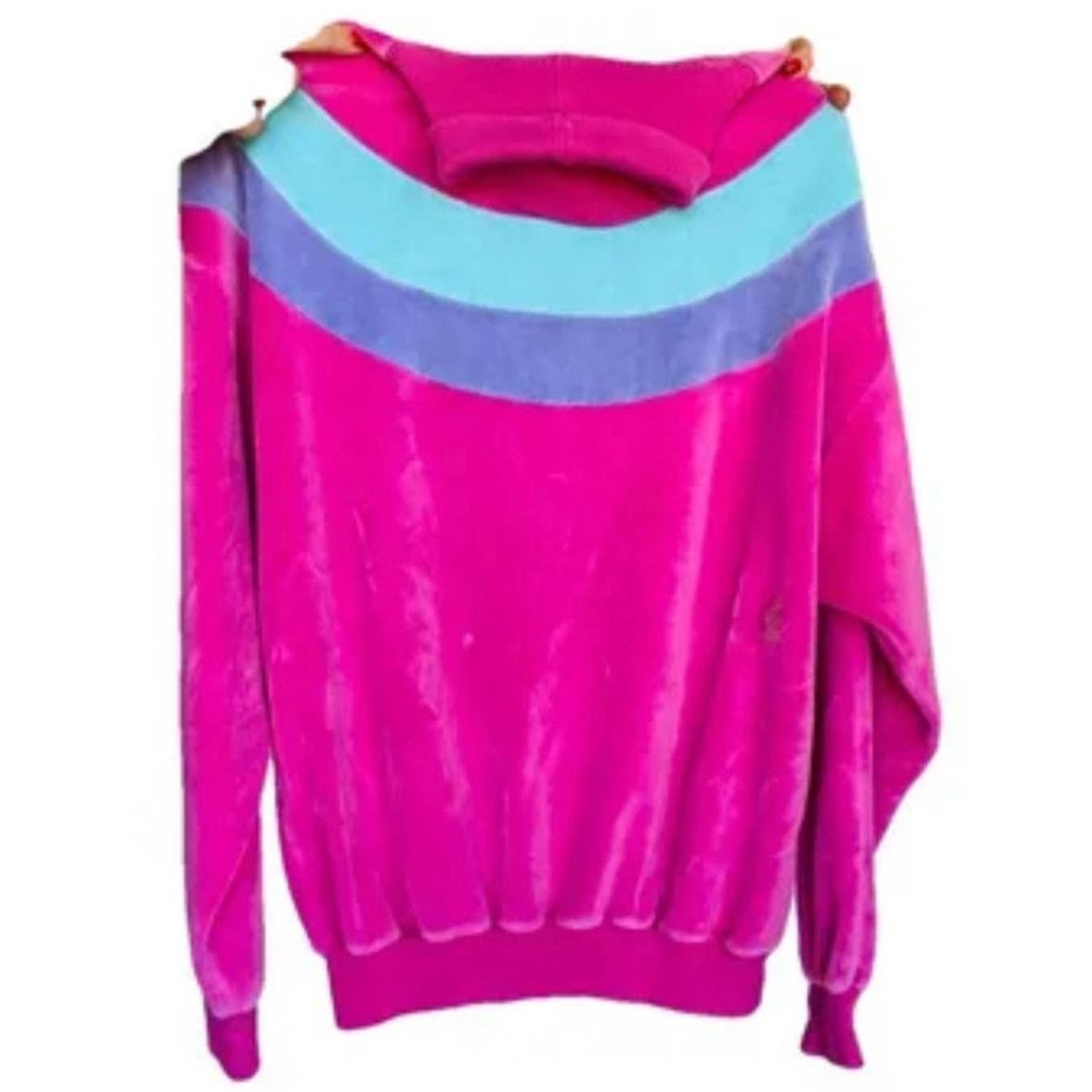 Vintage VINTAGE Fuchsia Stripe Velvet Turtleneck Pullover Sweater Size S / US 4 / IT 40 - 10 Thumbnail