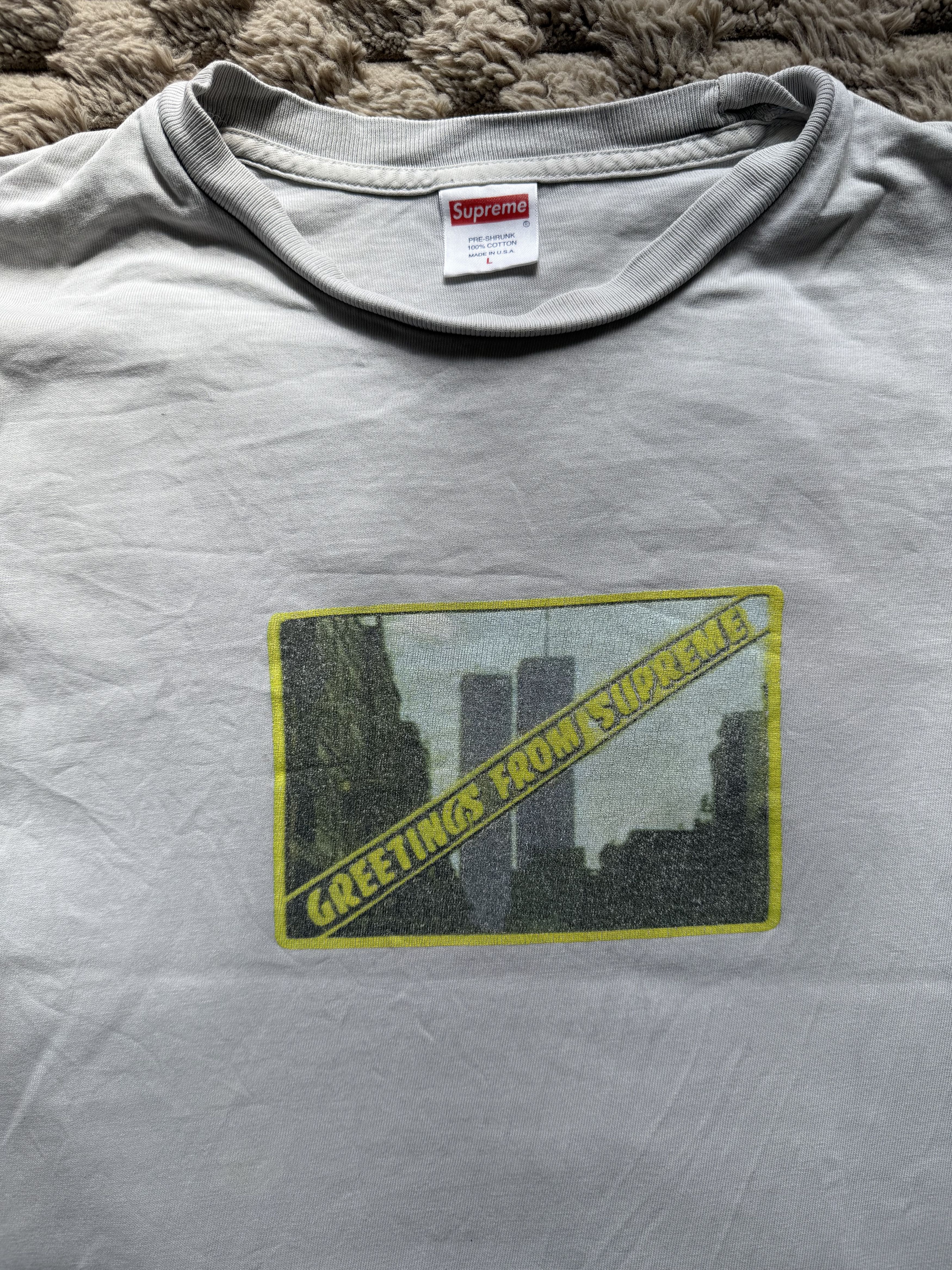 Supreme Supreme SS19 Greetings From NYC Tee Grey Vintage L Size US L / EU 52-54 / 3 - 4 Thumbnail