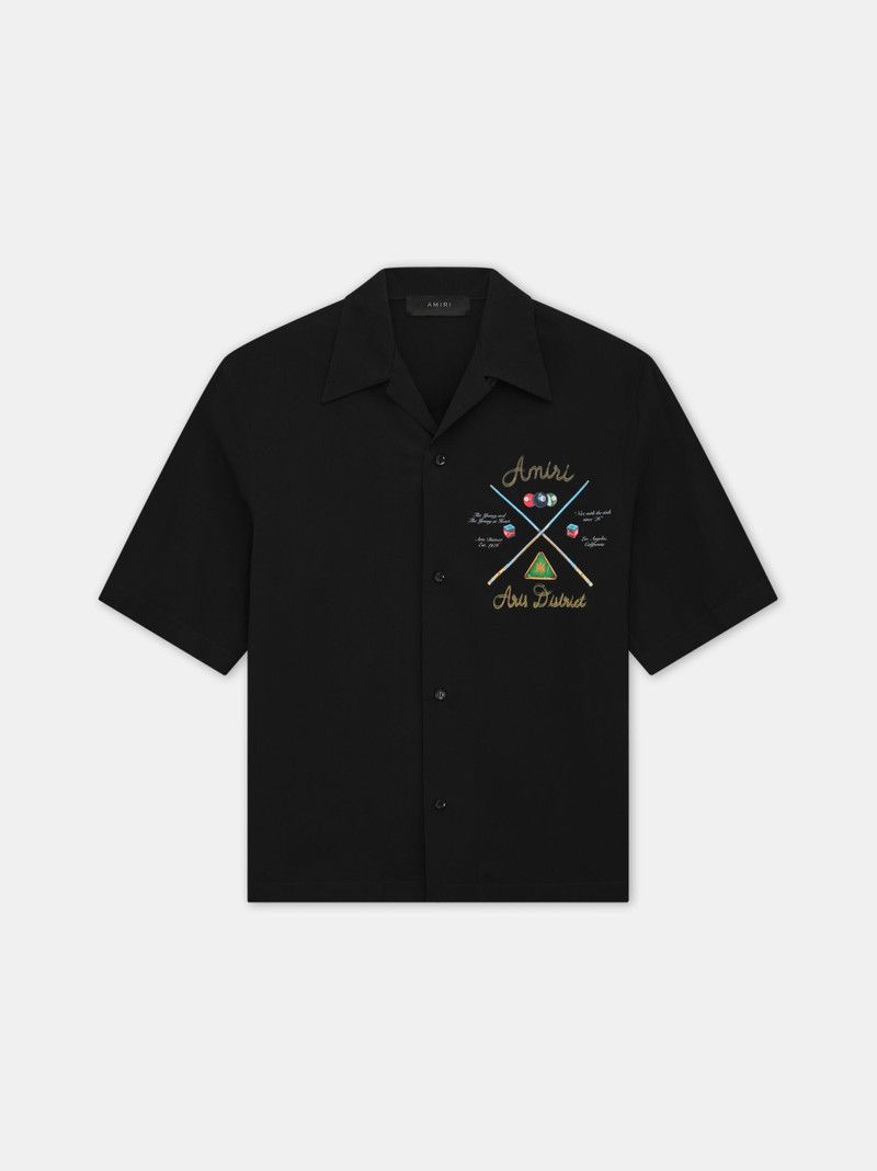 Amiri oc11z0126 Pool Cue Bowling Shirt in Black Size US S / EU 44-46 / 1 - 1 Thumbnail