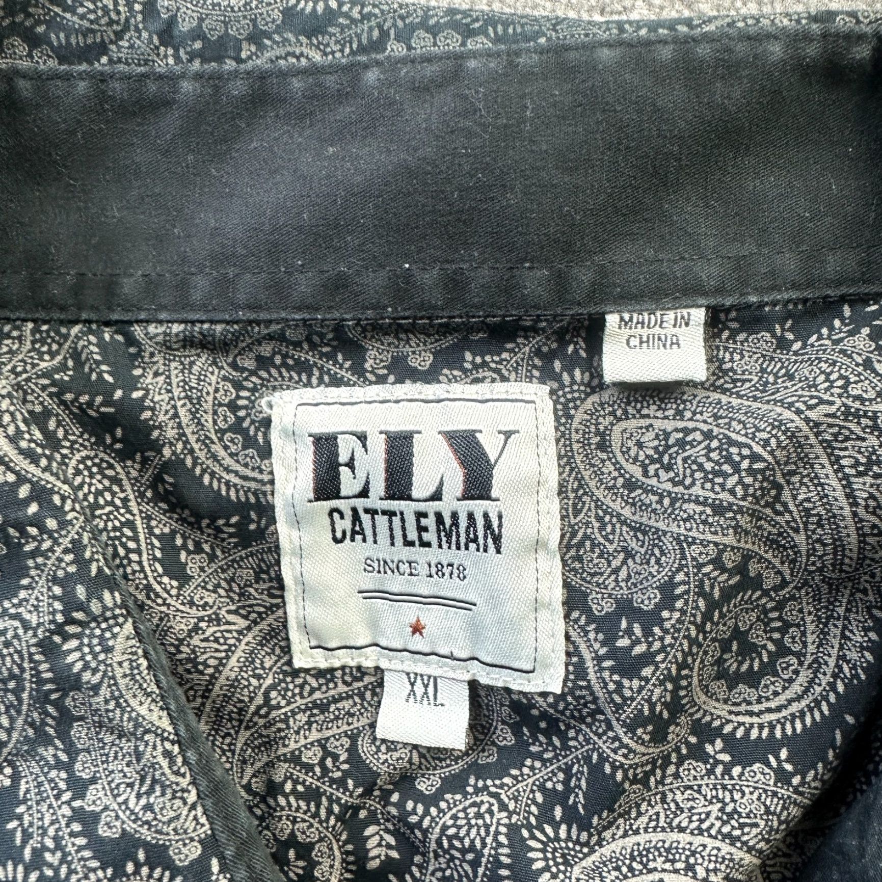 Vintage Ely Cattleman Shirt Mens 2XL Black Paisley All over Print Pearl Snap Western Size US XXL / EU 58 / 5 - 6 Thumbnail