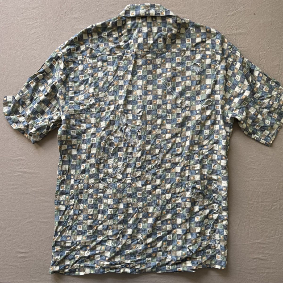 Pierre Cardin Vintage Pierre Cardin Geometric Check Distressed Shirt Size US L / EU 52-54 / 3 - 5 Thumbnail