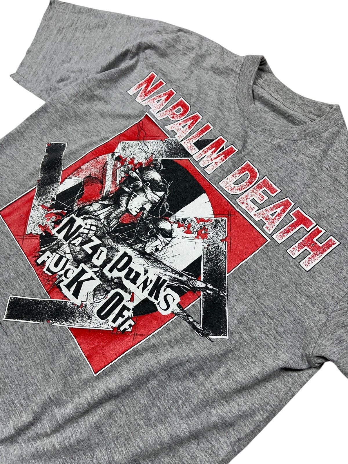 Band Tees × Vintage Vintage 1993 Napalm Death Nazi Punks Fuck Off T-shirt Size US L / EU 52-54 / 3 - 4 Thumbnail