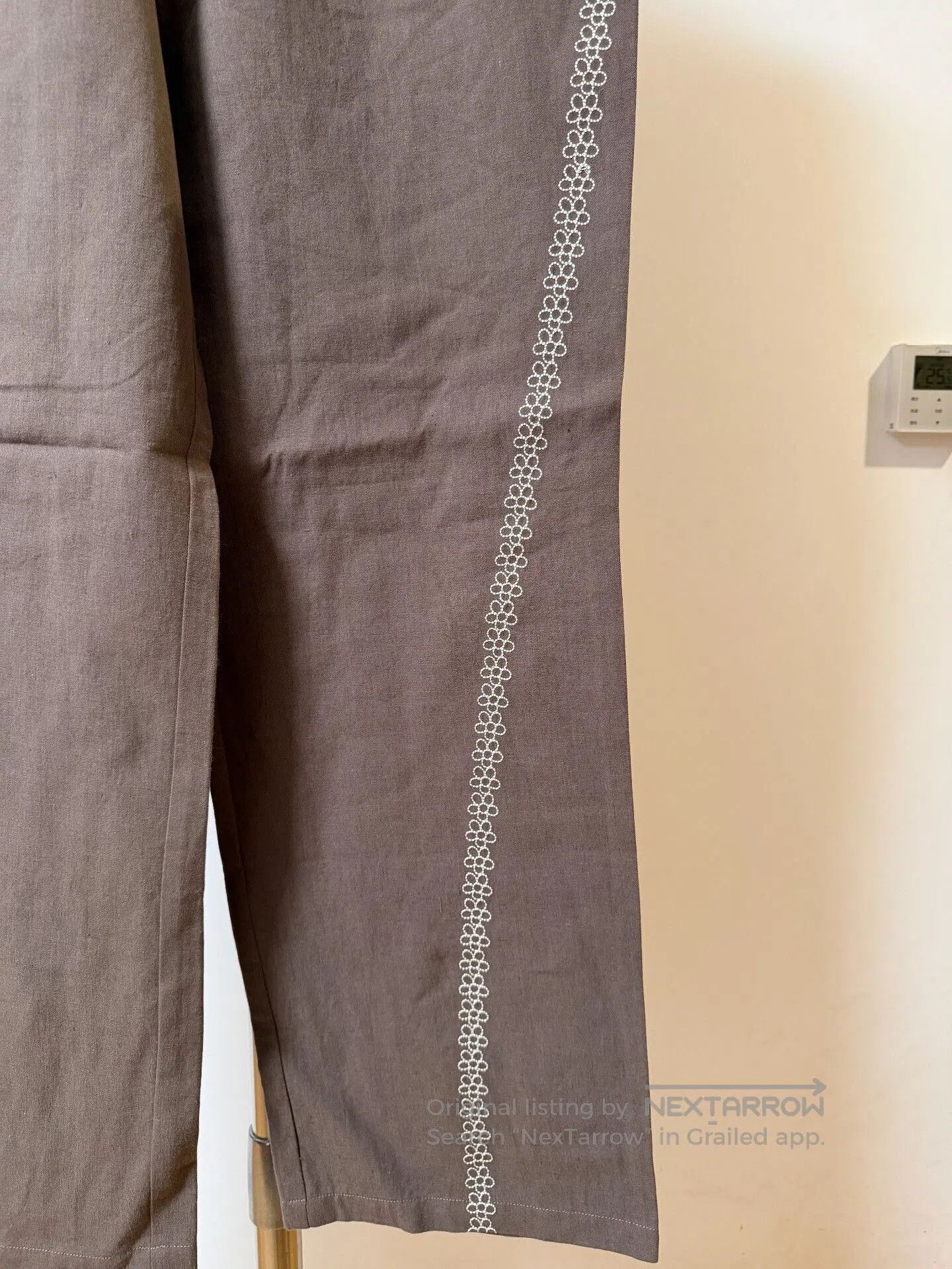 Purdey Embroidered Floral Linen Straight Men's Pants. Size US 36 / EU 52 - 3 Thumbnail