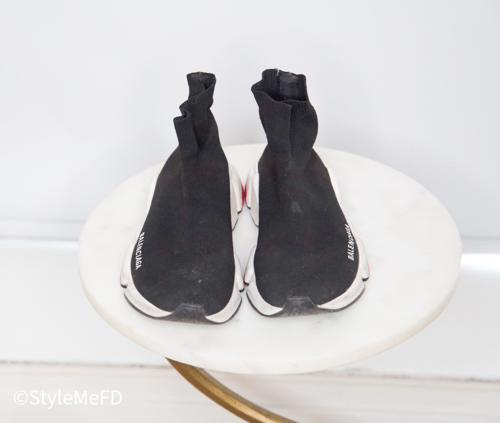Balenciaga Balenciaga "Speed Sneakers" in Black with White & Red Detail Size US 9 / IT 39 - 2 Thumbnail