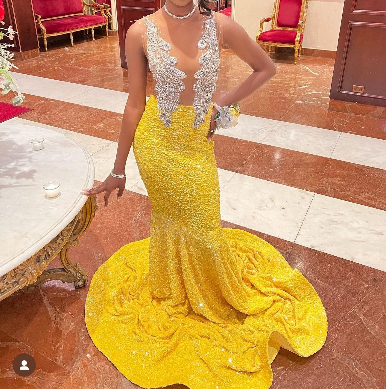 image of Prom Dress in Yellow, Women's (Size Small)