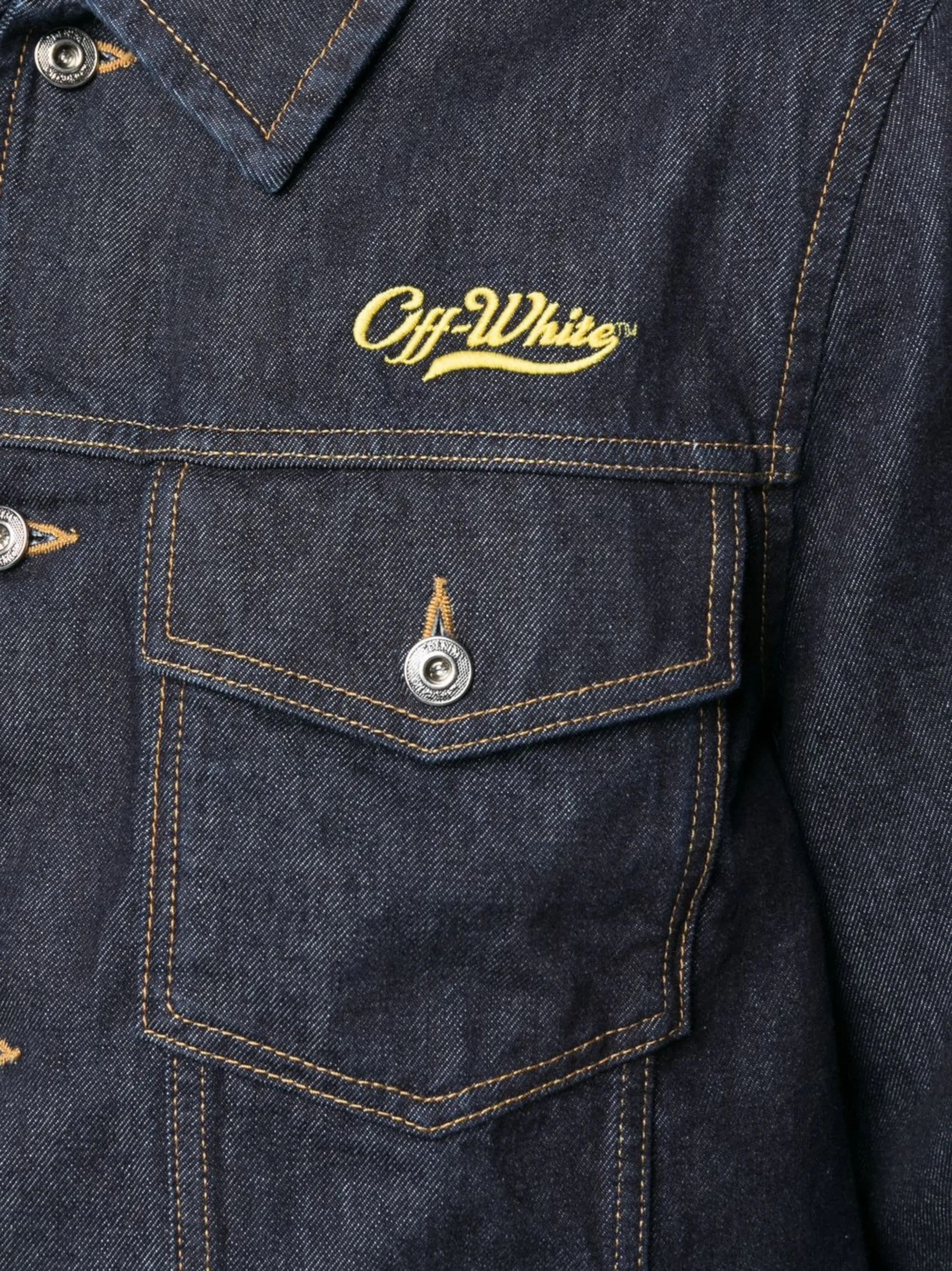 Off-White o1gr1nt0125 Wave Off Denim Utility Shirt in Raw Indigo Size US S / EU 44-46 / 1 - 5 Thumbnail