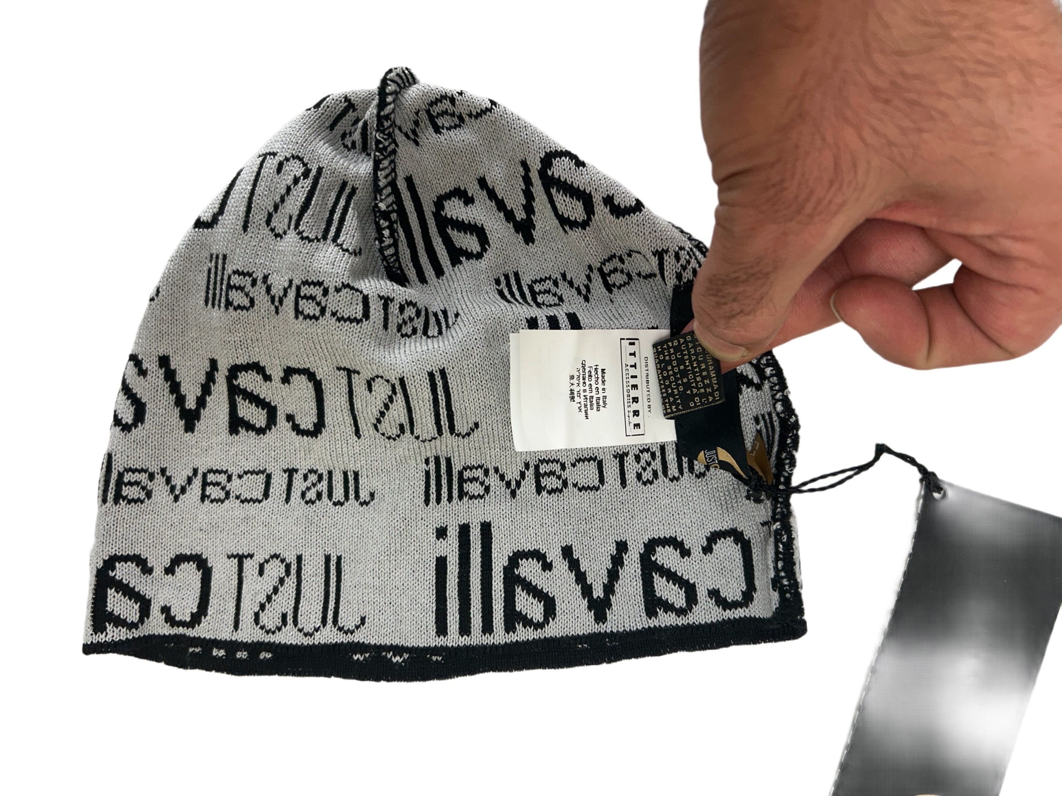 Just Cavalli Just Cavalli Black Wool Beanie With All Over Logo Details Size 34 - 5 Thumbnail