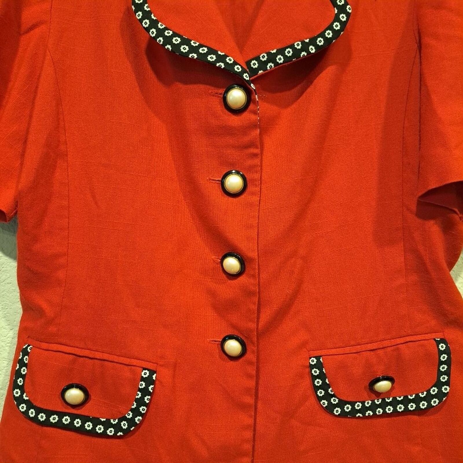Other Elegant vintage red blouse pearl buttons collar shacket 12 Size XL / US 12-14 / IT 48-50 - 3 Thumbnail